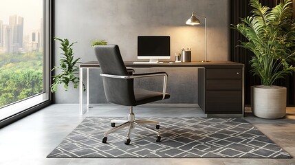 Modern Home Office Workspace Design Featuring City View