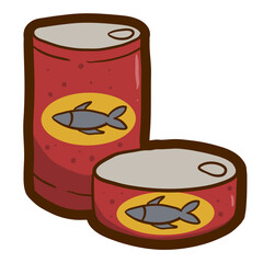 cartoon illustration of canned fish