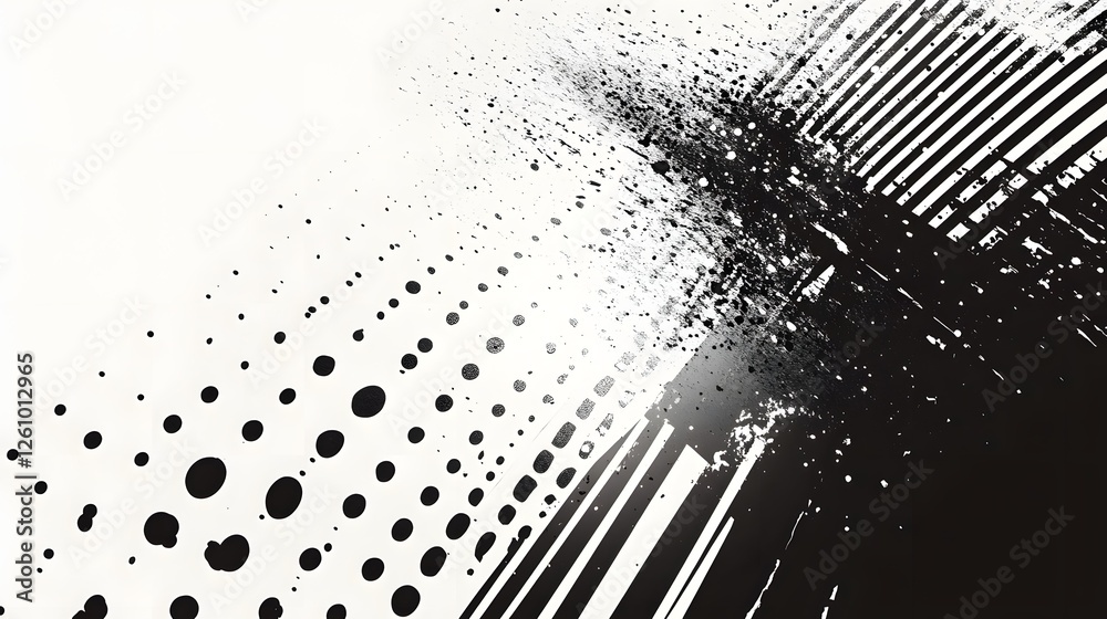 Poster Dynamic monochrome abstract explosion with futuristic particles and geometric shapes creating a visually striking and high energy backdrop for digital and print design projects
