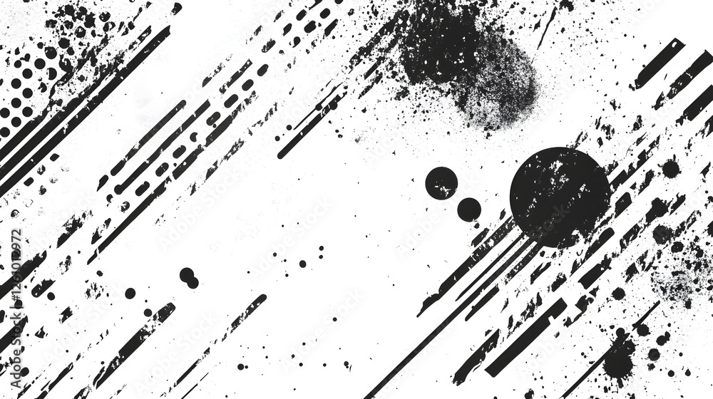 Aufkleber Dynamic Monochrome Abstract Fluid Splash Painting with Textural Brush Strokes and Dripping Paint on a Digital Backdrop  Conceptual Experimental and Minimalist Design