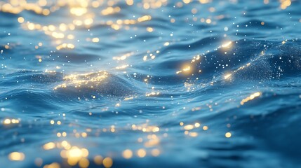 Golden Light Reflects On Blue Ocean Waves