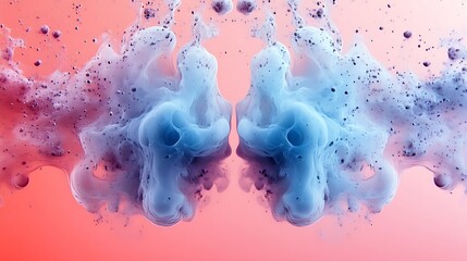 Abstract Blue Ink Swirls in Pink Liquid
