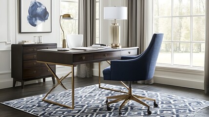 Modern Home Office Workspace With Elegant Desk And Chair