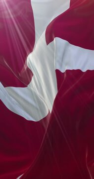 Denmark flag. 4K Vertical. Loop