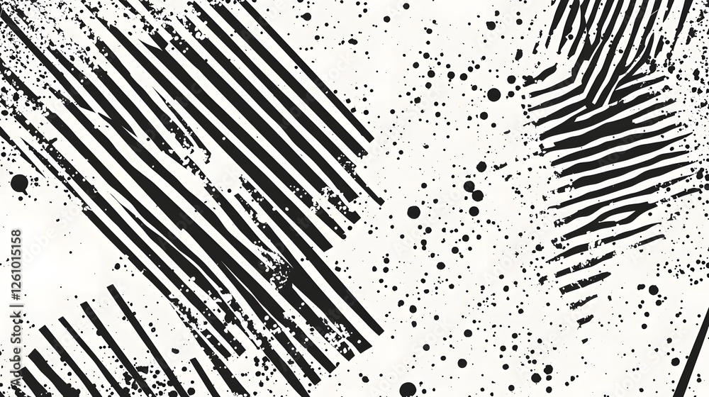 Aufkleber Energetic Abstract Monochrome Pattern with Contrasting Lines and Shapes Depicting Dynamism and Movement  This visually striking image showcases a bold geometric composition of intersecting lines