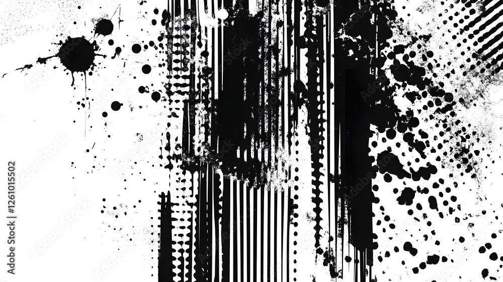 Poster Energetic and Captivating Monochrome Abstract Background with Dynamic Liquid Splash Splatters Blobs and Grunge Textures  Ideal for Contemporary Experimental and Futuristic Designs