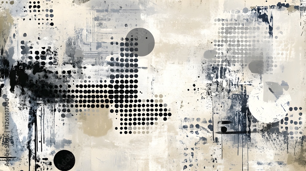 Poster Expressive Abstract Textural Background with Dramatic Monochrome Splatters and Ink Blots  and Experimental Grunge Style Digital with Chaotic Patterns Brush Strokes and Distressed Elements