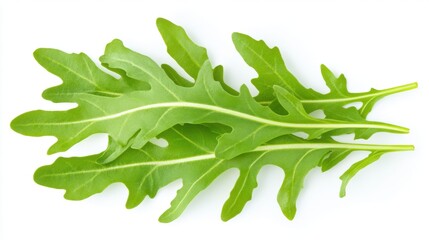 Fresh Arugula Leaves Isolated on White Background Representing Healthy Eating and Nutrition