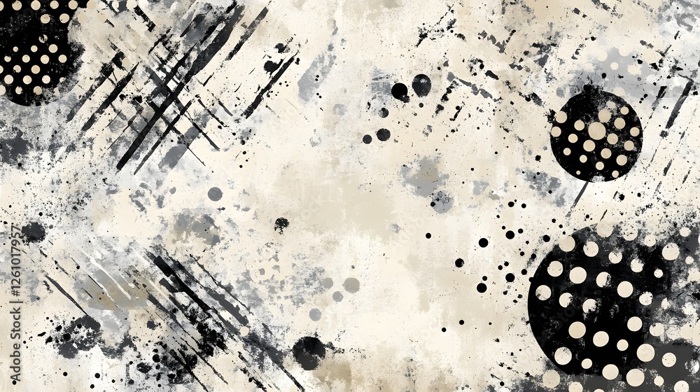 Aufkleber Expressive abstract monochrome background with a grunge distressed and speckled textured effect created using paint ink and digital techniques  The composition features a dynamic