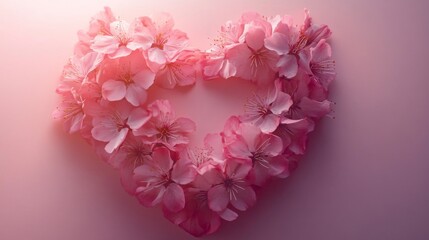 Pink Flowers Arranged In A Heart Shape