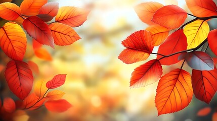 Vibrant Autumn Leaves Glowing In Sunlight