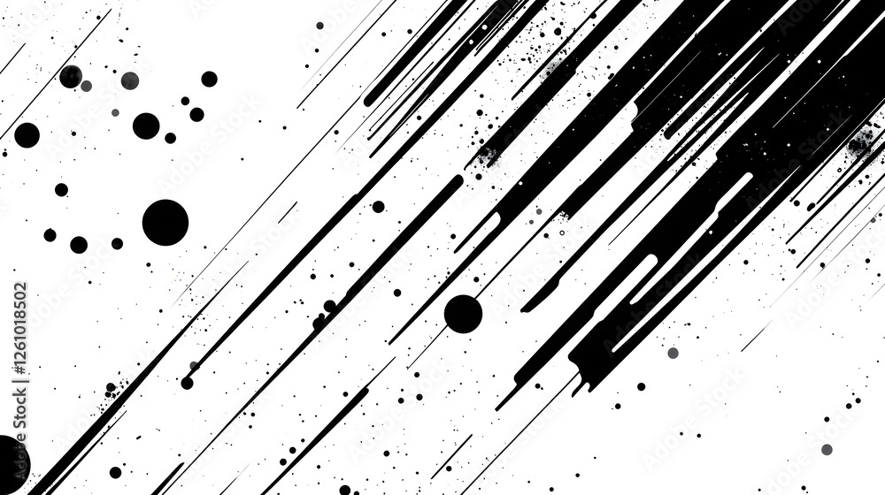 Poster Flowing Black and White Splash Effect Abstract Digital Artwork Background with Dynamic Lines Shapes and Textures Creating an Energetic Futuristic and Tech Inspired Composition