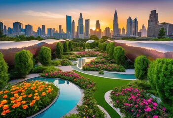 Fototapeta premium captivating series vibrant urban green spaces showcasing diversity beauty nature modern city environments, garden, parks, landscapes, flora, greenways