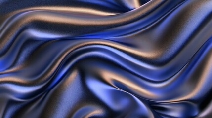 Obraz premium Elegant Blue Satin Fabric Texture with Iridescent Waves and Smooth Flowing Patterns