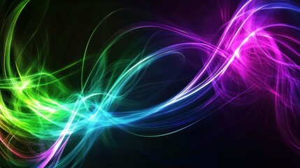 Fototapeta premium Abstract colorful light swirls, dark background, energy, design