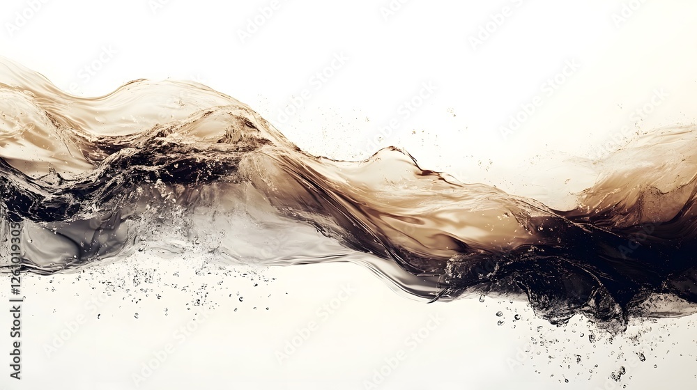 Poster Graceful Aquatic Motion   Abstract fluid swirl and splash in captivating monochrome tones creating a visually striking and contemplative composition