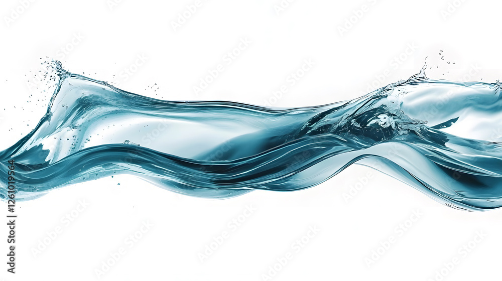 Poster Graceful Turquoise Fluid Waves Flowing and Splashing with Elegant Curvy Motion  Abstract background with dynamic water movement liquid energy and digital photography