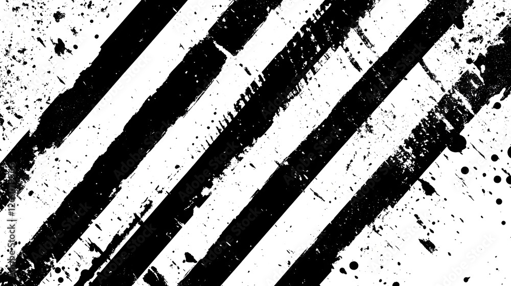 Poster Grunge Abstract Black and White Diagonal Striped Texture Background with Dramatic Paint Splatter and Grungy Distressed Design Elements  Moody Edgy and Powerful Monochrome Graphic Pattern
