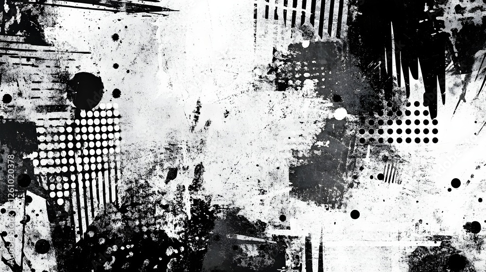 Poster Grunge Textured Abstract Monochrome Concrete Background with Paint Splatters and Distressed Vintage Aesthetic  Grungy Worn Aged Cracked Scratched Surface with Chaotic Dynamic