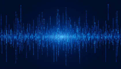 Soundwave visualization in blue tones with reflection for music and audio design