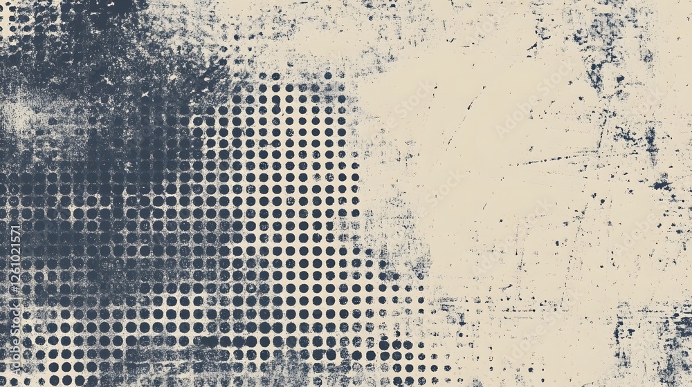 Poster Grungy vintage inspired abstract background with a distressed dot matrix pattern and a contrasting light and dark textured surface creating a moody retro style digital art effect