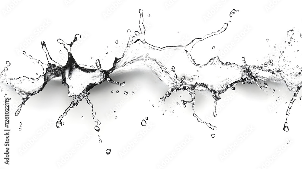 Aufkleber Intense water splash with dynamic motion transparent droplets and a sense of energy and power