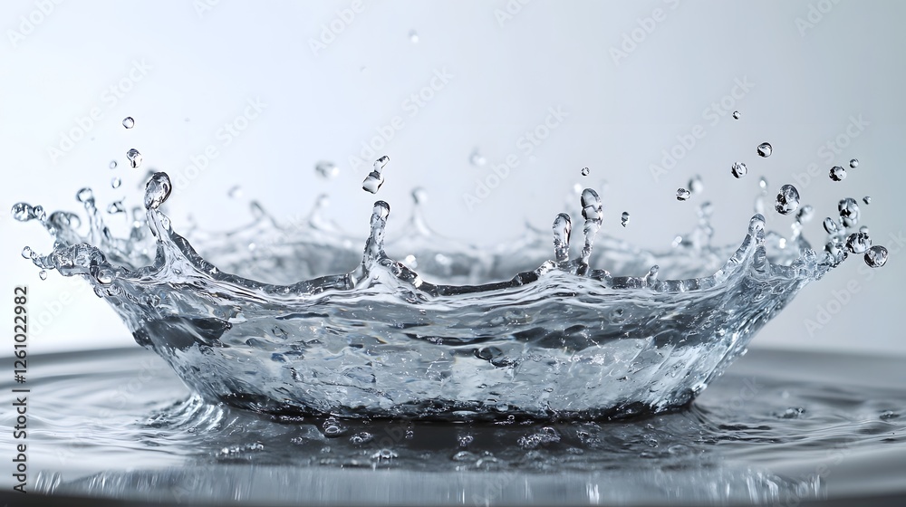 Poster Magnificent Water Splash with Droplets in Captivating Motion   Powerful Dynamic and Refreshing Liquid Art  Stunning Fluid Texture and Pattern for Design Photography and Creative Backgrounds
