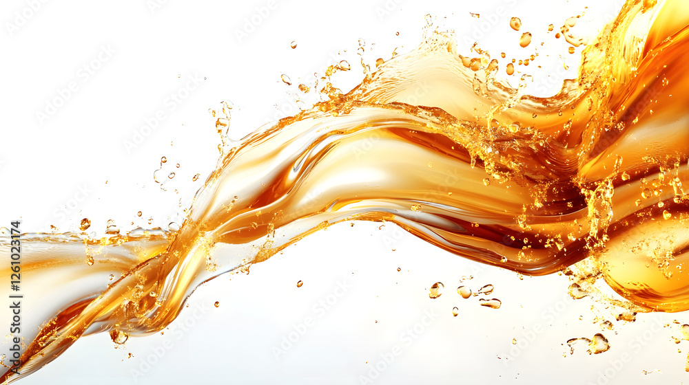 Aufkleber majestic golden liquid flow with captivating splash and motion dynamic abstract composition of amber