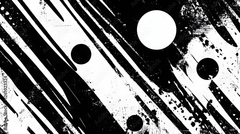 Poster Mesmerizing abstract artwork featuring a dynamic composition of geometric shapes fluid patterns and high contrast monochrome tones