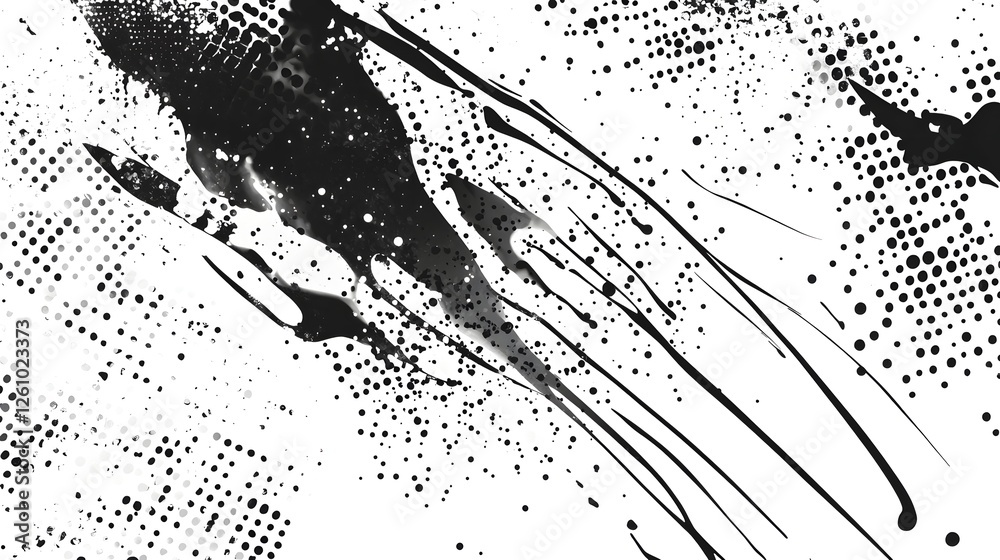 Leinwandbilder mesmerizing abstract artwork showcasing a dynamic and fluid explosion of striking black and white pa