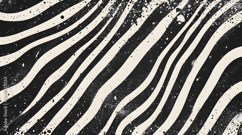 Poster Mesmerizing abstract background with dynamic monochrome wave patterns fluid distorted lines and grungy splattered textures