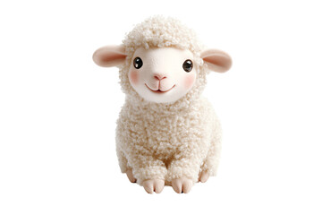 A cute, fluffy sheep with a bright smile, showcasing its soft wool and adorable features, perfect for children's books or farm-themed designs.