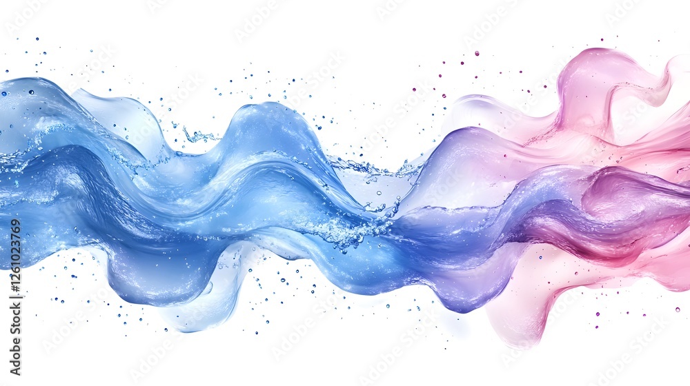 Poster Mesmerizing abstract composition of dynamic swirling liquid shapes in a vibrant color gradient creating a sense of movement energy and digital beauty