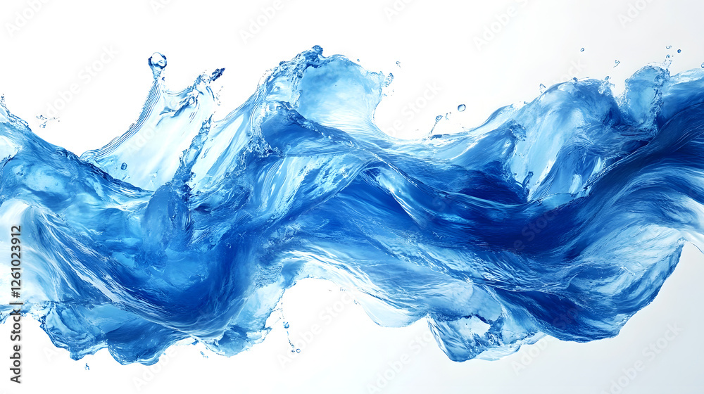 Fototapete Mesmerizing Abstract Blue Fluid Waves with Splashing Ripples and Dynamic Movements   Captivating Surreal Liquid Flow Pattern with Vibrant Teal Turquoise and Cyan Tones