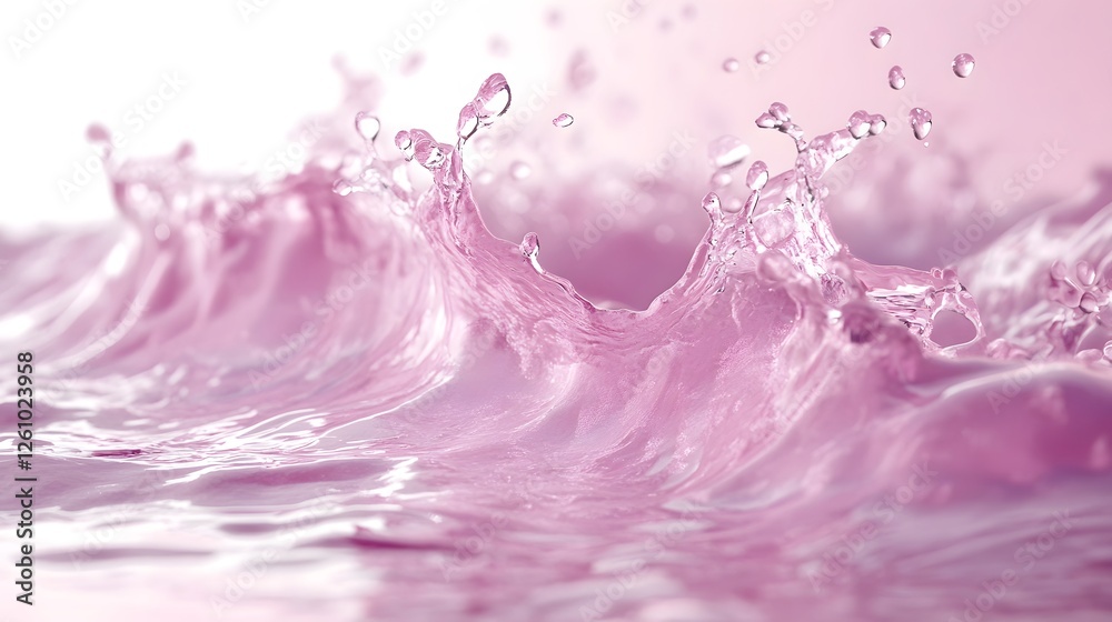 Aufkleber Mesmerizing abstract image showcasing a dynamic and ethereal display of pastel toned water droplets and splashes in fluid motion creating a delicate tranquil and refreshing atmosphere