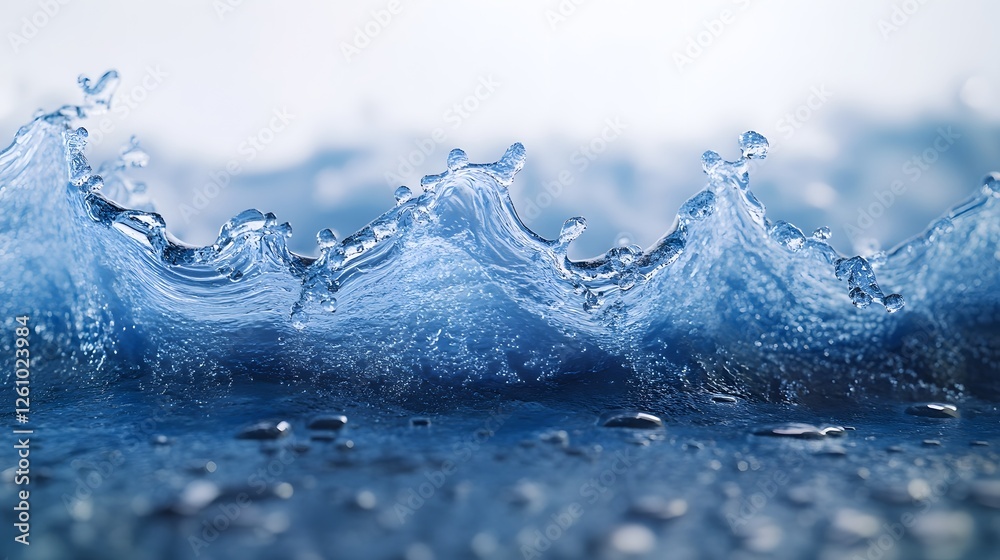 Poster Mesmerizing abstract image showcasing a dynamic blue water splash with flowing liquid movements and natural reflections creating a captivating and serene visual experience