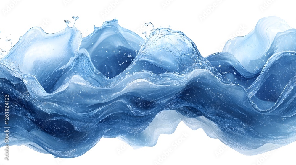 Aufkleber Mesmerizing abstract waves of flowing blue liquid in motion creating a dynamic and fluid visual effect with elegant curves smooth textures and a sense of energy and movement