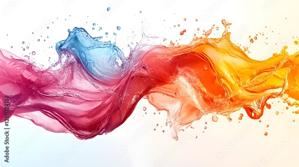Poster Mesmerizing abstract image showcasing a dynamic fluid splash of vibrant prismatic colors in motion