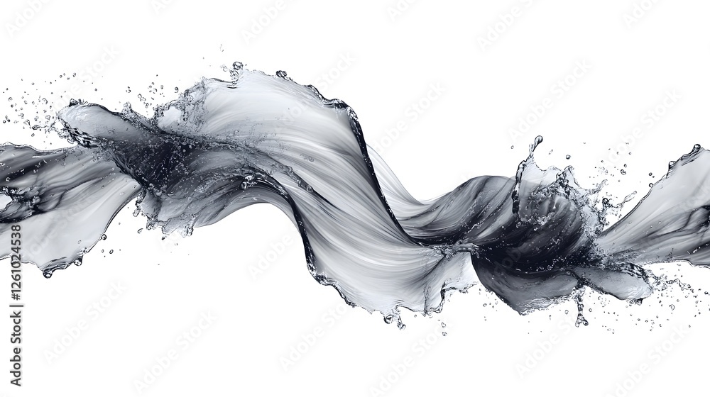 Poster Mesmerizing monochrome fluid motion abstract background with flowing dynamic waves and splashes of smooth graceful energy  Contemporary ethereal and visually captivating design