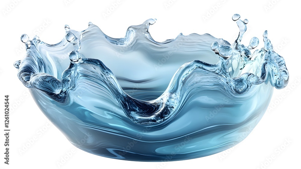 Poster mesmerizing splash of crystal clear flowing water in shades of blue and turquoise abstract fluid art