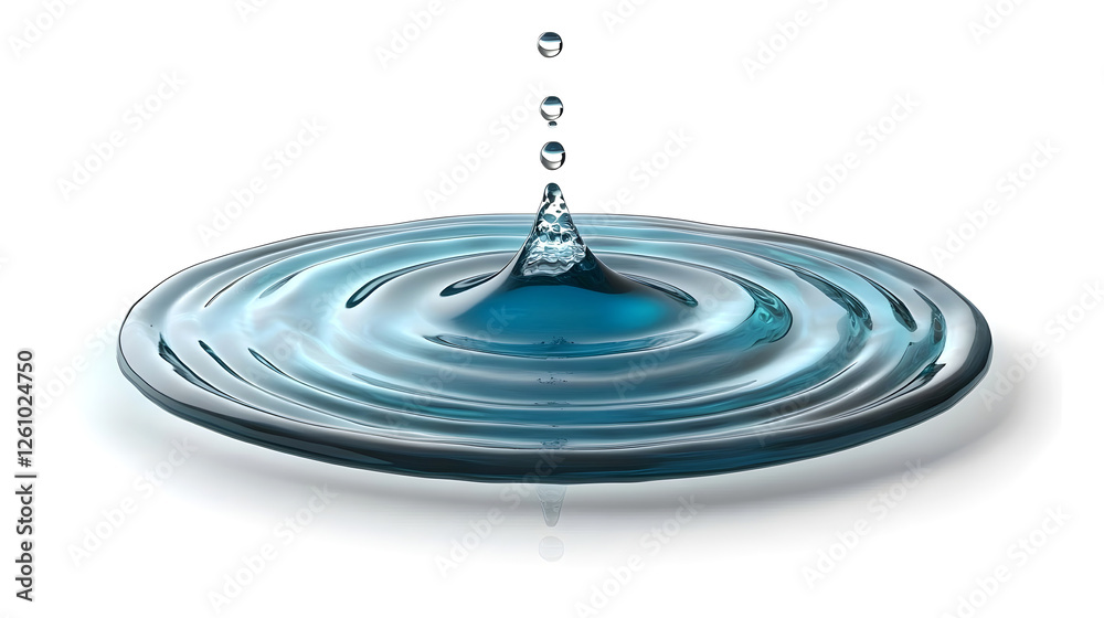 Aufkleber Mesmerizing water droplet splash creating a serene and harmonious circular ripple pattern against a clean minimalist background  This dynamic abstract image exudes a sense of tranquility elegance