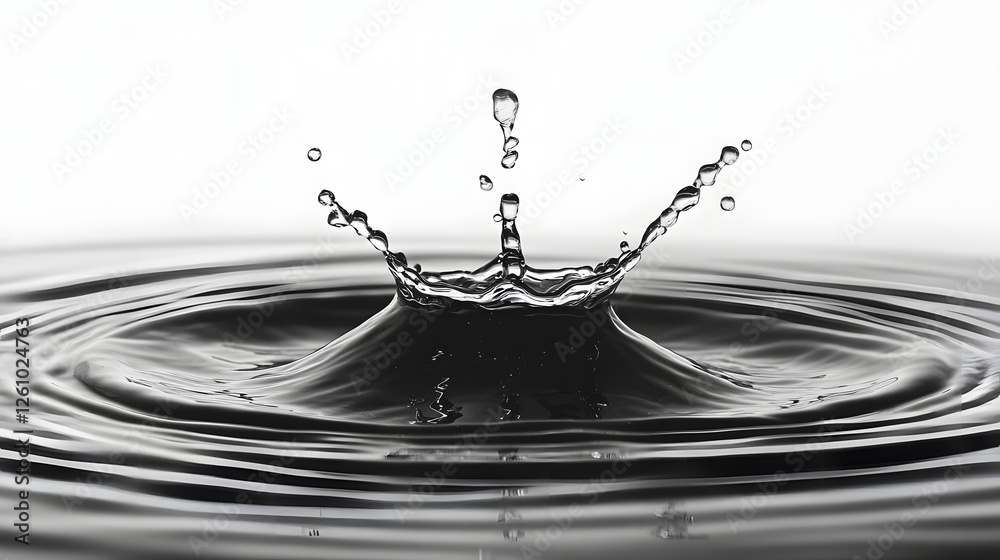 Poster Mesmerizing water drop splash capturing the elegant natural fluidity and motion of liquid creating a dynamic and captivating abstract impression