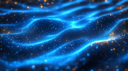 Abstract Blue And Orange Particle Wave Background