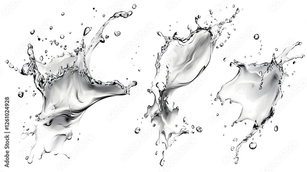 Poster Mesmerizing Water Splash Artwork With Dynamic Liquid Flows and Captivating Abstract Textures  This image features a visually stunning and depiction of water in motion