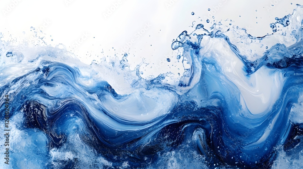 Poster Mesmerizing Waves of Fluid Energy in Captivating Blue Swirls   Abstract Aquatic Background with Dynamic Motion and Elegant Chaos