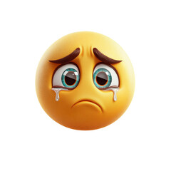 Fototapeta premium 3D Render of a Sad Crying Emoji with Teal Eyes