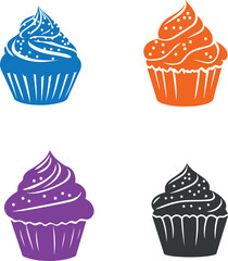 Silhouette of a Cupcake with Sprinkles on the Top