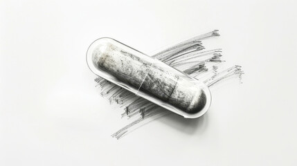 Naklejka premium A pencil sketch of a tablet, highlighting its detailed design and realistic texture. Perfect for themes of technology, healthcare, and artistic representations of everyday objects.