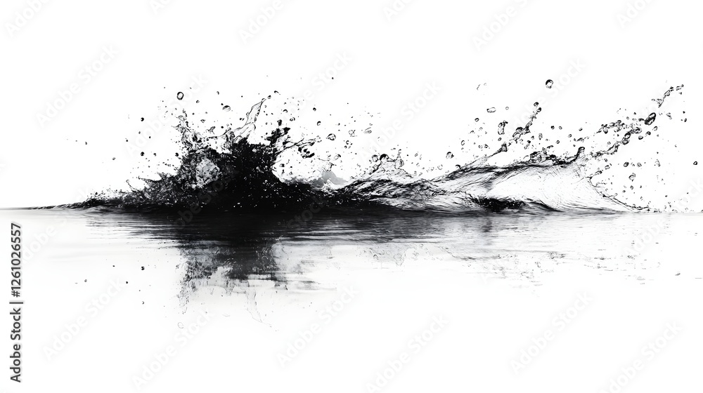 Aufkleber powerful splash of monochrome liquid in dynamic motion abstract black and white image of explosive w