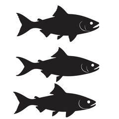 Silhouette of arctic char fish stock illustration, Fish vector illustration.